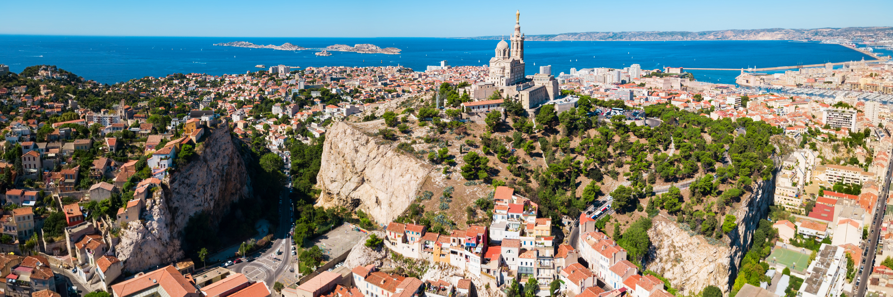 Cote d'Azur France. Beautiful panoramic aerial view city of Nice